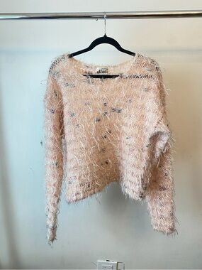 Effeci Pink Eyelash Crewneck Sweater